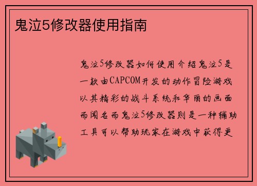 鬼泣5修改器使用指南