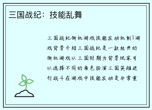 三国战纪：技能乱舞